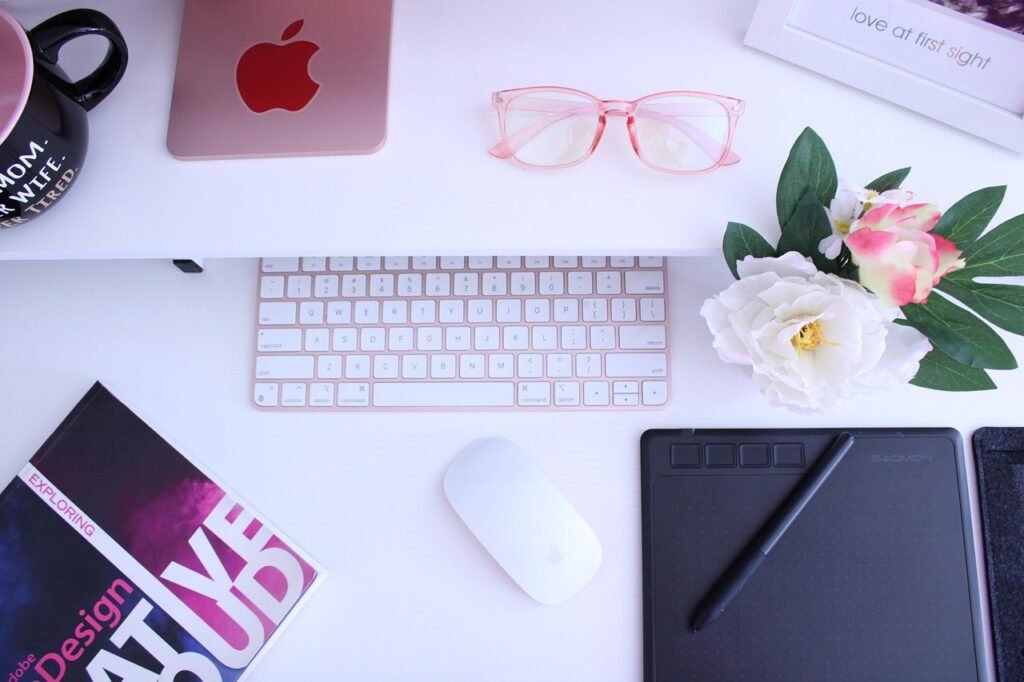 ai generated, office, design, cute, apple, pink, boss