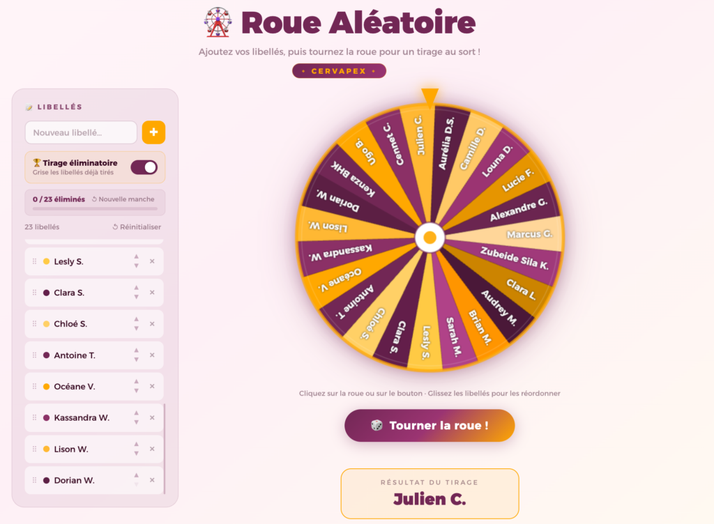 Roue Aléatoire HapplyX CERVAPEX