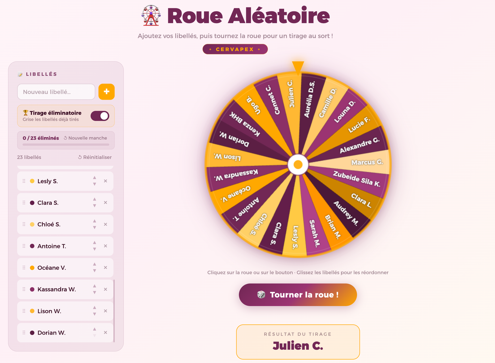Roue Aléatoire HapplyX CERVAPEX