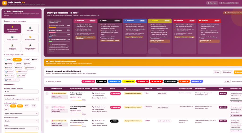 HapplyX Calendrier Editorial Pro